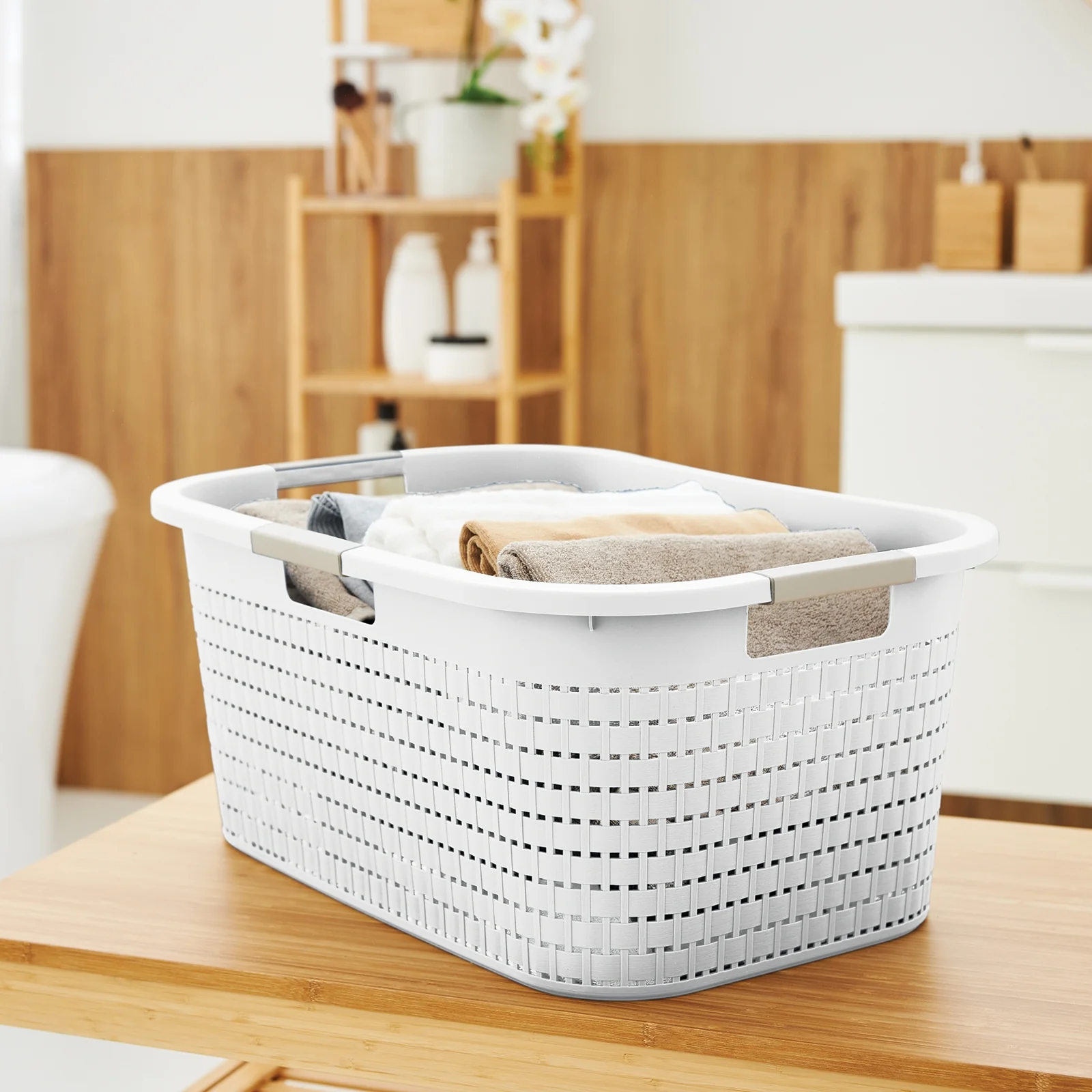 Rotho Kosz Na Pranie Clean Country 40 L, Cappuccino - Image 5