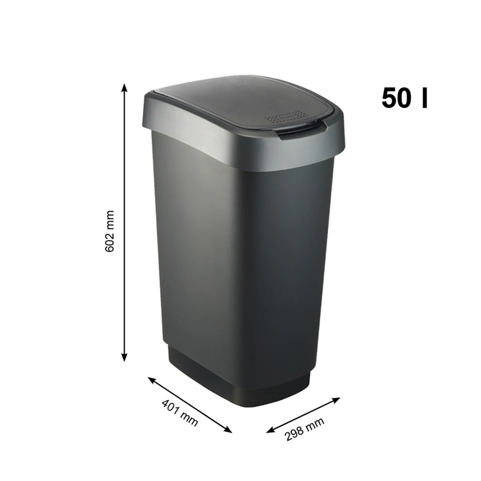 Kosz na śmieci z uchylną pokrywą 50 L TWIST - Image 22