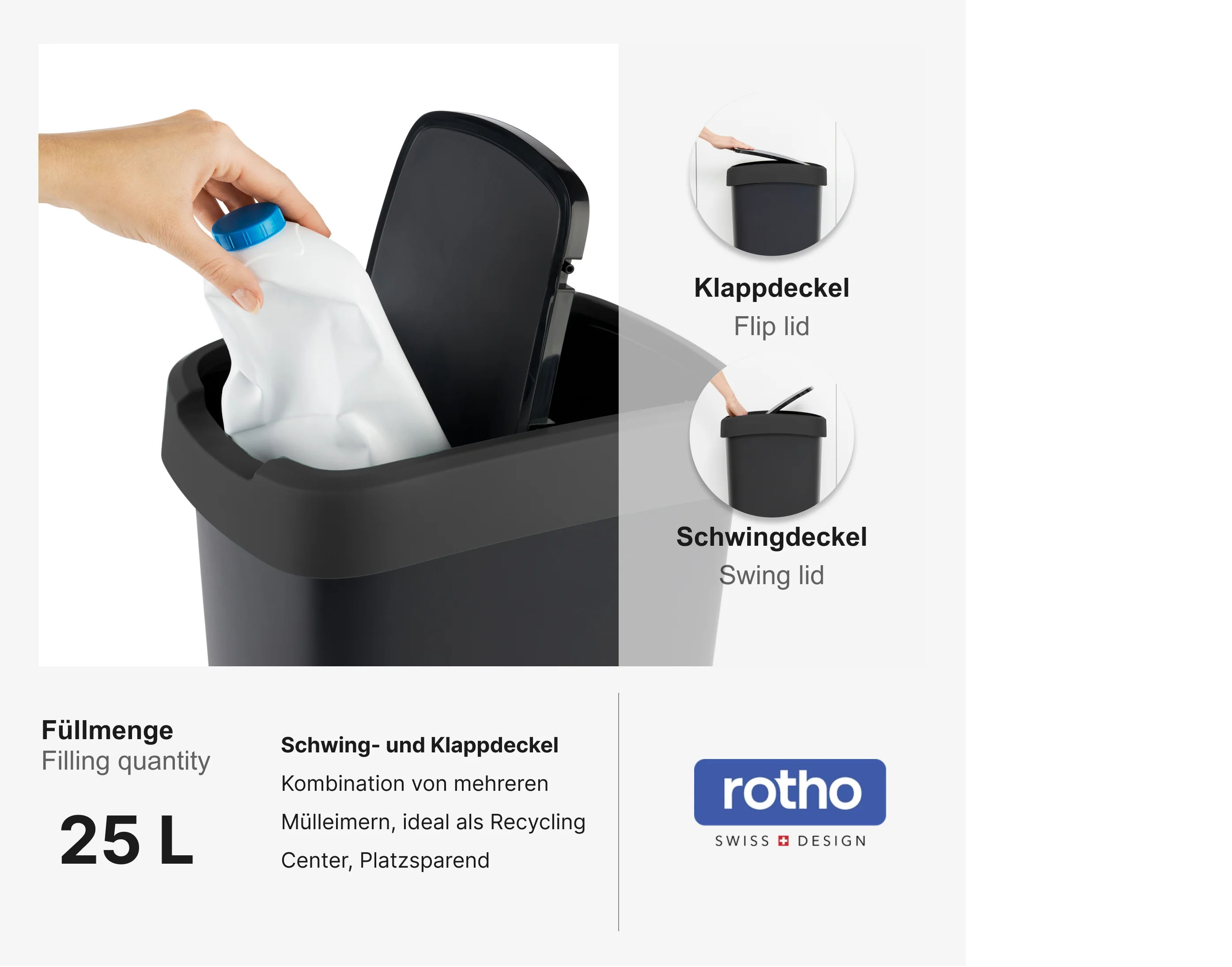 Kosz na śmieci 25 L TWIST srebrny metalizowany - Image 6