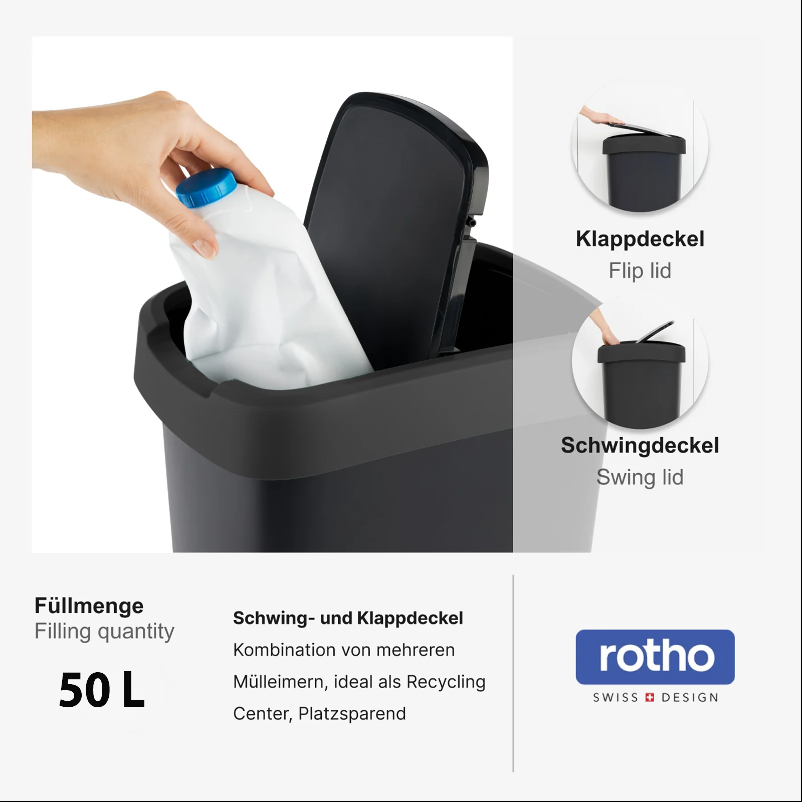Kosz na śmieci 50 L TWIST srebrny metalizowany - Image 12
