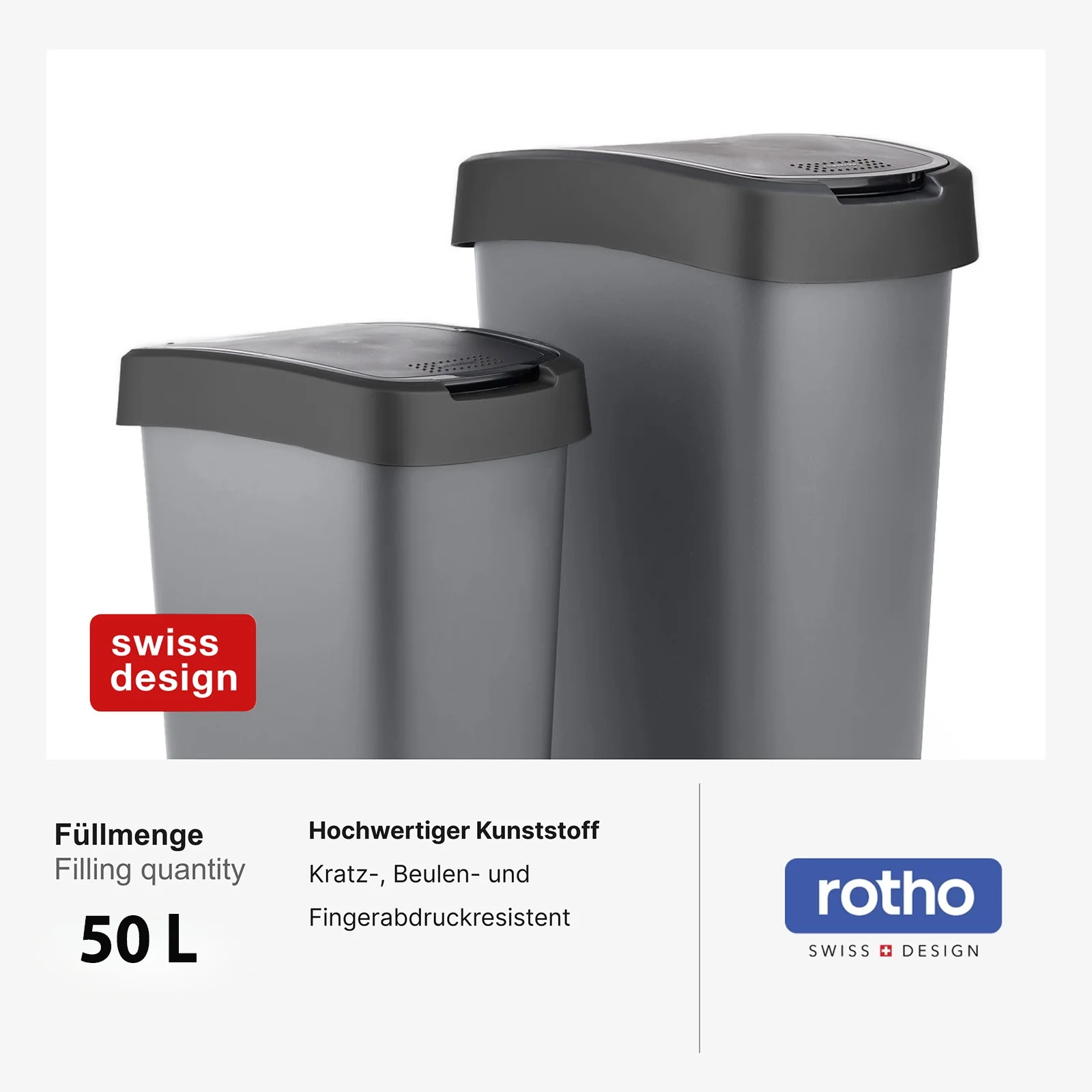 Kosz na śmieci 50 L TWIST srebrny metalizowany - Image 15