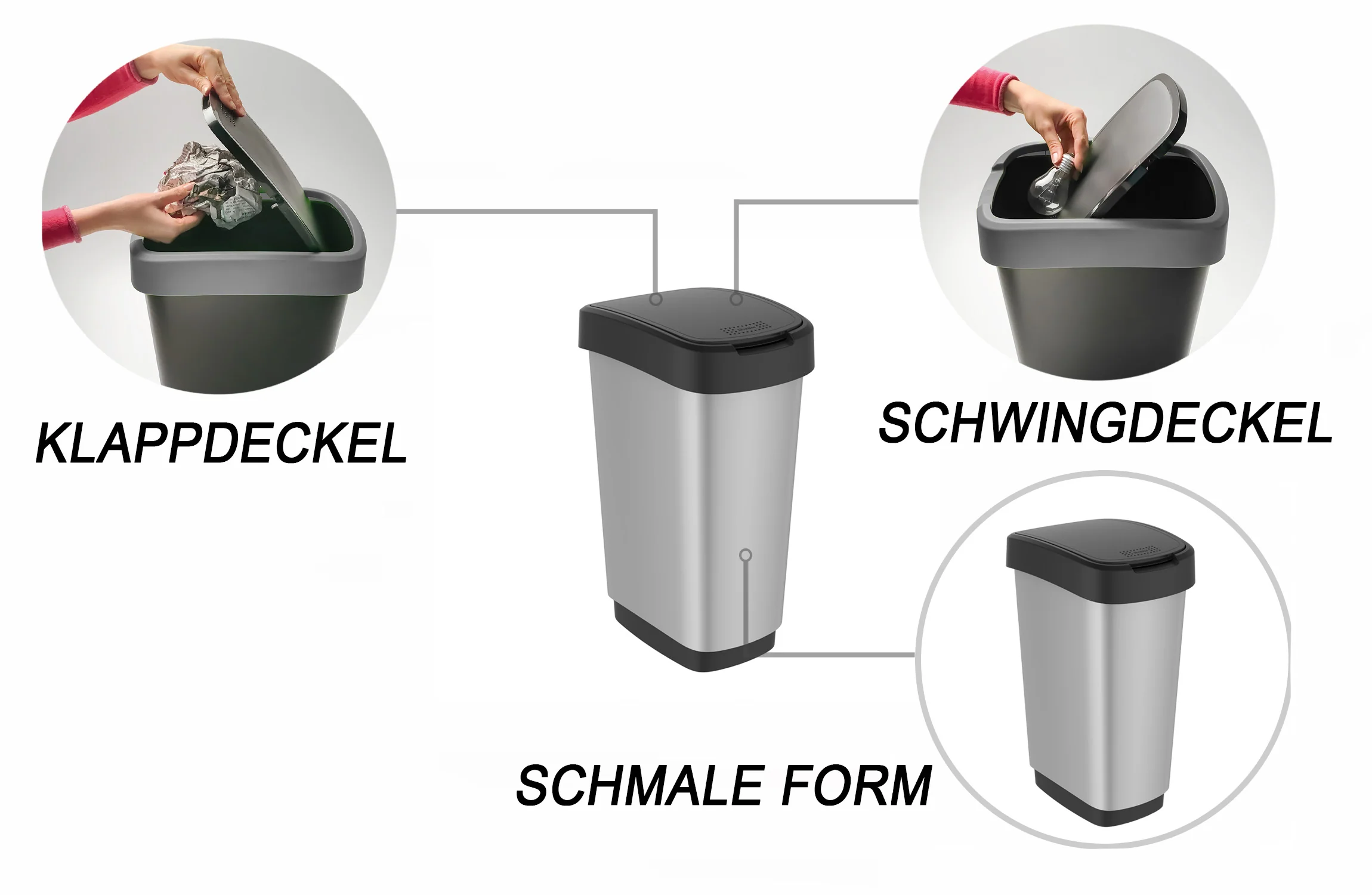 Kosz na śmieci 50 L TWIST srebrny metalizowany - Image 36